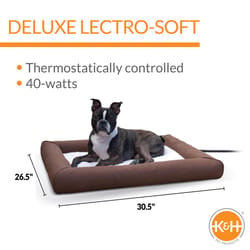 K&H Pet Prodcuts Lectro-Soft Brown Fleece Heated Pet Bed 26.5 in. W X 30.5 in. L