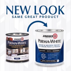 Zinsser Perma-White Satin White Water-Based Mold and Mildew-Proof Paint Interior 1 qt