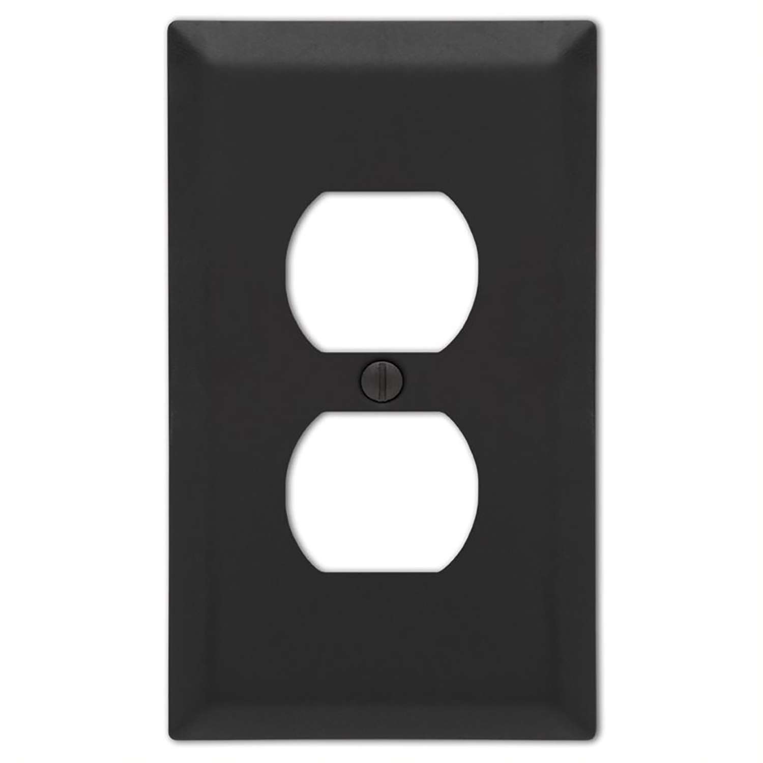 Amerelle Century Matte Black 2 gang Stamped Steel Duplex Wall Plate 1