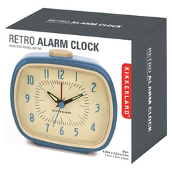 Kikkerland Design 4 in. Blue Alarm Clock Analog Battery Operated
