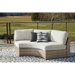 Signature Design by Ashley Calworth Brown Aluminum Frame Curved Loveseat Beige