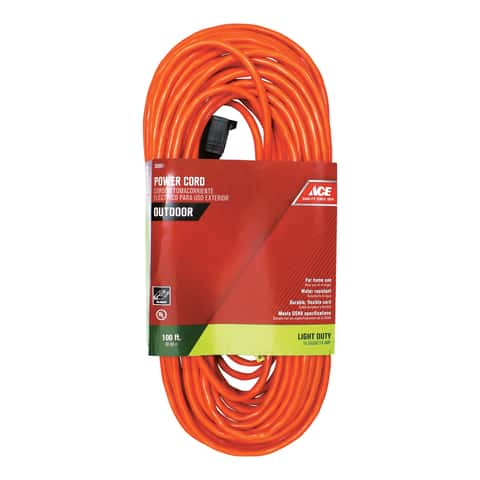 Ace Indoor or Outdoor 100 ft. L Orange Extension Cord 16/2 SJTW - Ace  Hardware