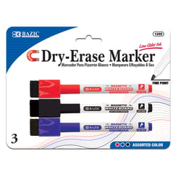 Bazic Assorted Colors Chisel Tip Triangle Dry-Erase Markers (4/Pack)