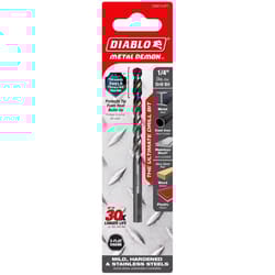 Diablo Metal Demon 1/4 in. X 4 in. L Stainless Steel Drill Bit 3-Flat Shank 1 pc