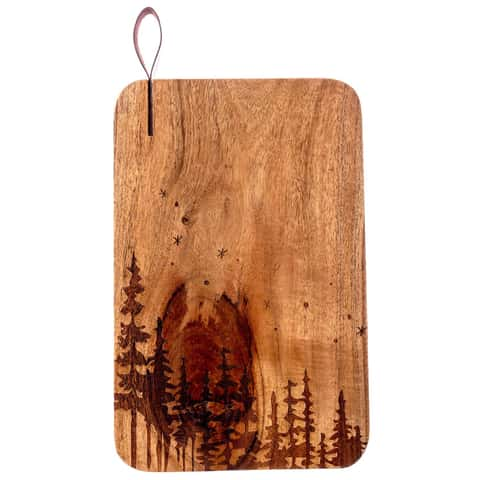 Karma Gifts Faith Cutting Board Acacia Wood Ceramic Handle Blessed Thankful