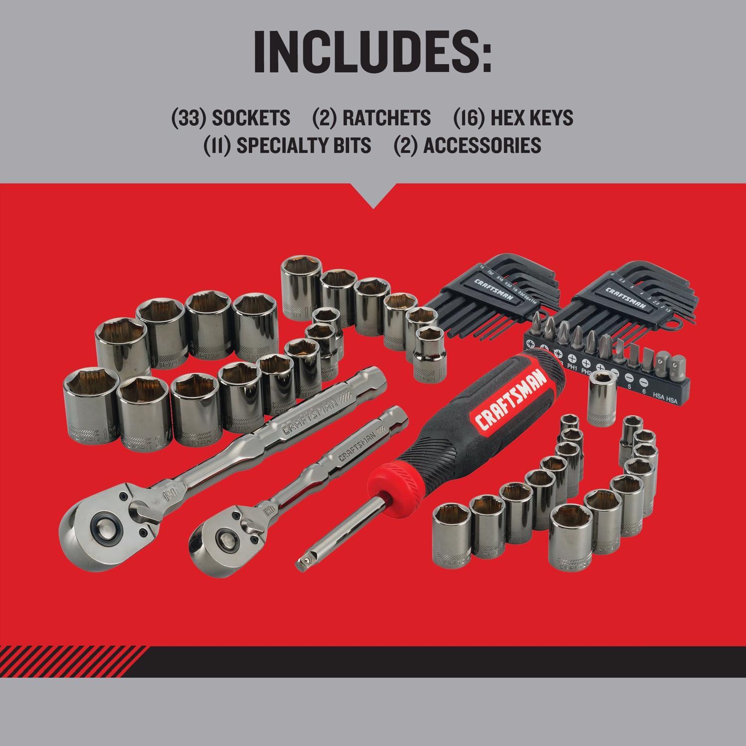 Craftsman OVERDRIVE 1/4 and 3/8 in. drive Metric/SAE 6 Point