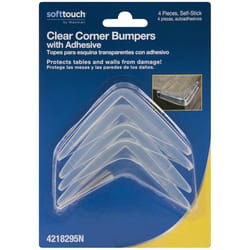 Softtouch Plastic Self Adhesive Bumper Pad Clear L-Shaped 4 in. W 4 pk