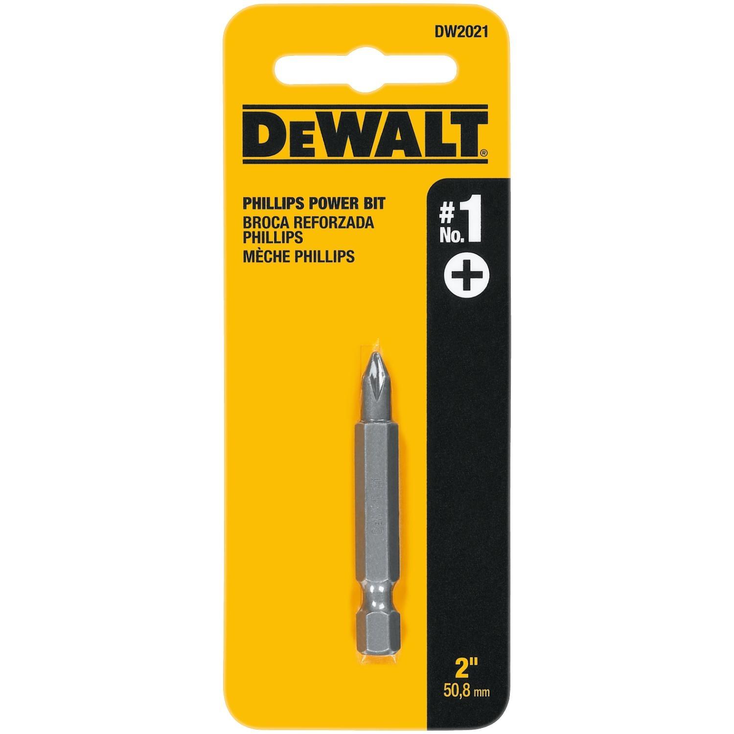 Photos - Drill Bit DeWALT Phillips #1 X 2 in. L Power Bit Heat-Treated Steel 1 pc DW2021 