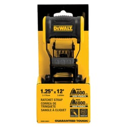 DeWalt 1.25 in. W X 12 ft. L Black/Yellow Ratchet Strap 600 lb 1 pk