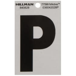 Hillman 3 in. Reflective Black Vinyl Self-Adhesive Letter P 1 pc