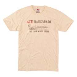 Ace Vintage Threads XL Short Sleeve Men's Crew Neck Cream Tee Shirt
