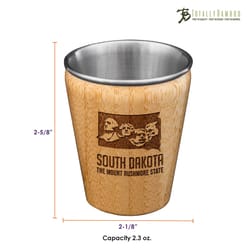 Totally Bamboo 2 oz Brown/Silver Stainless Steel/Wood South Dakota Shot Glass