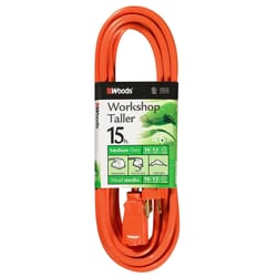 Southwire Indoor or Outdoor 15 ft. L Orange Extension Cord 16/3
