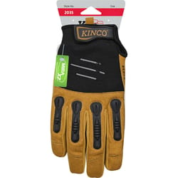 Kinco Foreman Men's Indoor/Outdoor Pull-Strap Padded Gloves Black/Tan M 1 pair