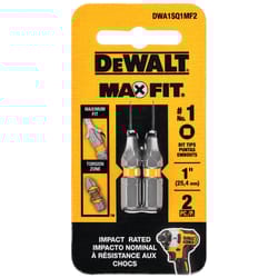 DeWalt Max Fit Square #1 X 1 in. L Screwdriver Bit Set Steel 2 pk
