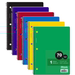 Bazic Products 10-1/2 in. W X 8 in. L College Ruled Side-Spiral Assorted Notebook