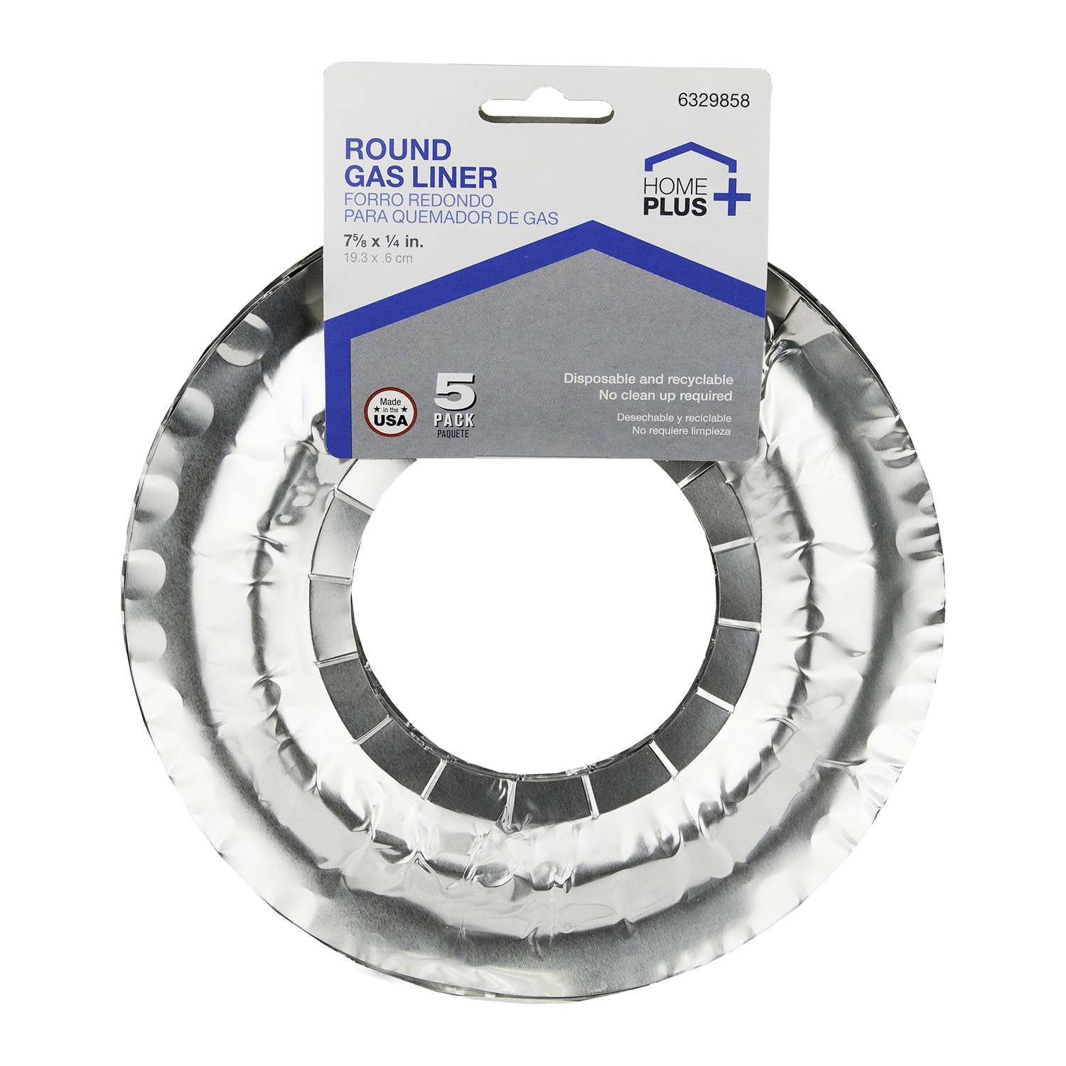 Home Plus Durable Foil 7 5/8 in. Gas Burner Liner Silver 5 pk Ace
