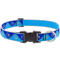 LupinePet Reflective Blue Paws Nylon Dog Adjustable Collar