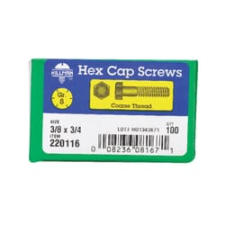 Hillman 3/8 in. D X 1 in. L Heat Treated Steel Hex Head Cap Screw 100 pk