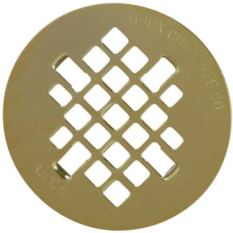 Shower Drain Cover, Brass Construction, 4-1/4 inches outside