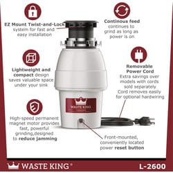 Waste King Legend 1/2 HP Continuous Feed Garbage Disposal