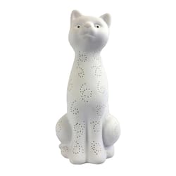 All The Rages Simple Designs 11 in. White Cat Shaped Table Lamp