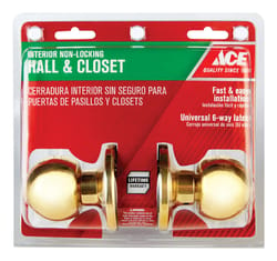 Ace Ball Polished Brass Passage Door Knob Right or Left Handed