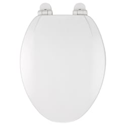 Croydex Slow Close Elongated White Molded Wood Toilet Seat