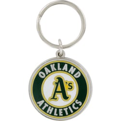 HILLMAN MLB Tempered Steel Green Split Ring Keychain