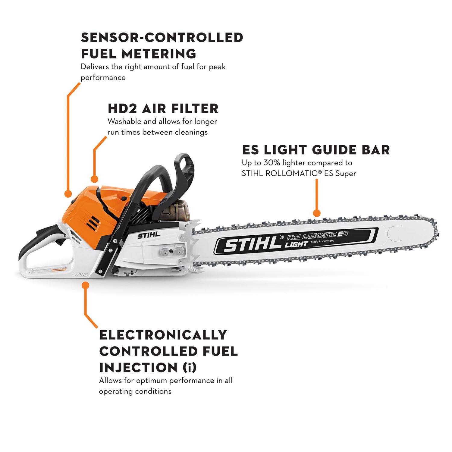 STIHL MS 500i 25 in. 79.2 cc Gas Chainsaw Mfr# 11472000031 - Ace 