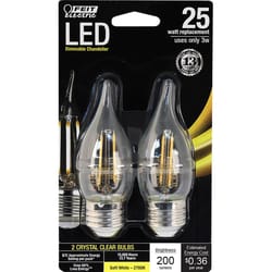 Feit CA10 (Flame Tip) E26 (Medium) LED Bulb Soft White 25 Watt Equivalence 2 pk