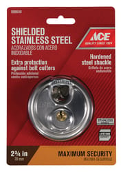 Ace 2-3/4 in. H X 2-3/4 in. W X 1-1/16 in. L Stainless Steel 4-Pin Cylinder Shrouded Padlock