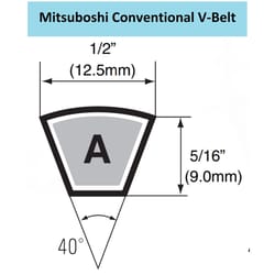 Mitsuboshi Maxstar Power Conventional V-Belt 0.5 in. W X 151 in. L For All Motors