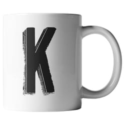 El Arroyo 12 oz Black/White BPA Free Marquee Letter K Mug