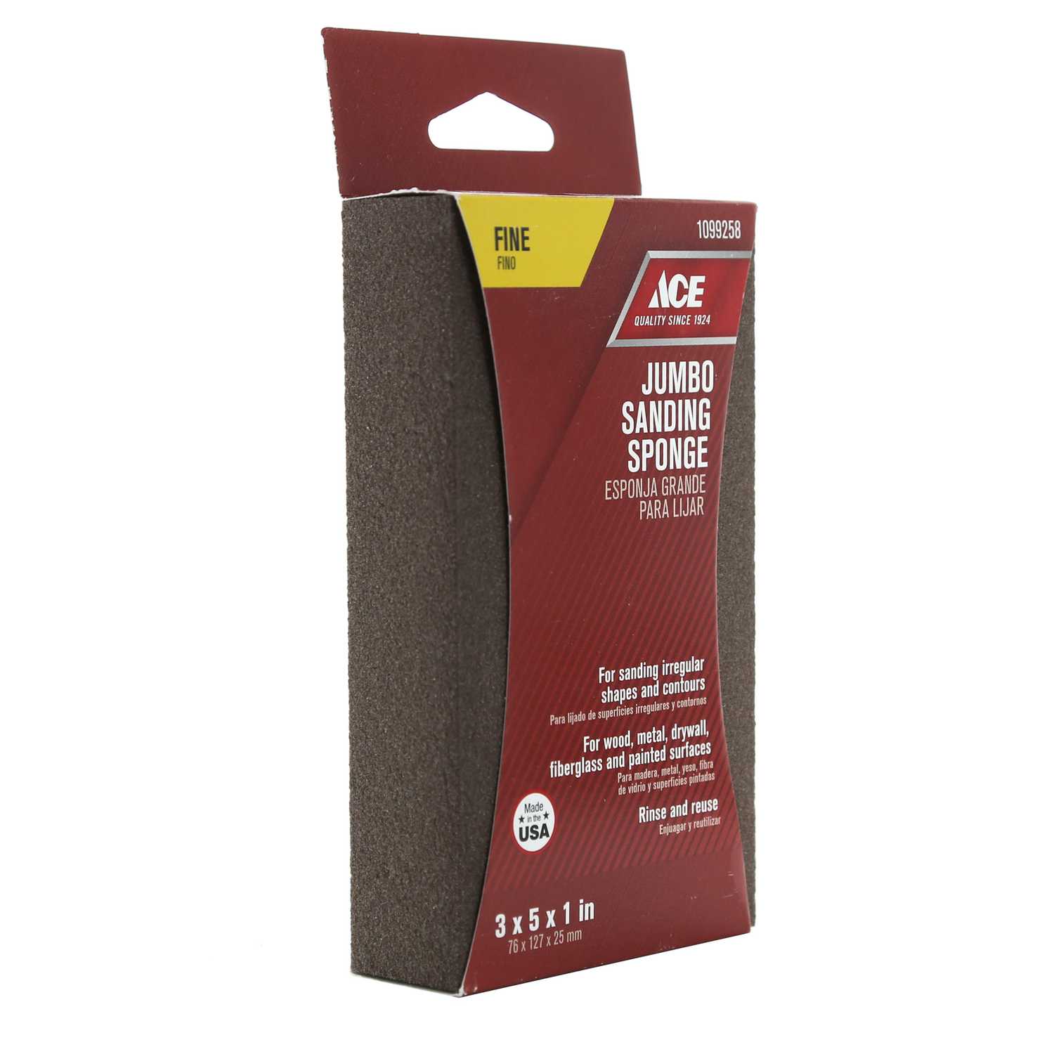 Ace 5 in. L x 5 in. W x 1 in. 120 Grit Fine Extra Large Sanding Sponge