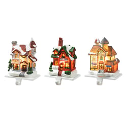 Glitzhome Multicolored House Stocking Holder 6 in.