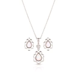 Montana Silversmiths Women's Mystic Snowdrop Opal Teardrop Silver Jewelry Sets Brass Water Resistant