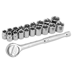 Performance Tool 3/8 in. drive Metric/SAE 6 Point Socket Set 19 pc