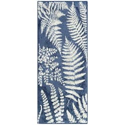 Simple Spaces 21 in. W X 54 in. L Blue/White Wandering Ferns Polyester Accent Rug