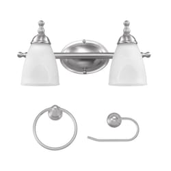 Globe Electric Satin Nickel Silver 2 lights Incandescent Vanity Light Wall Mount