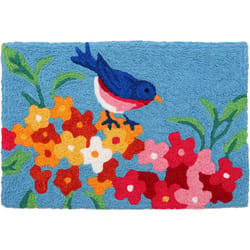 Jellybean 20 in. W X 30 in. L Multi-Color Little Blue Bird Polyester Accent Rug