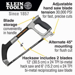 Klein Tools 12 in. Bi-Metal Hacksaw Multicolored 1 pc