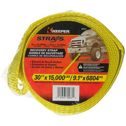 Keeper 3 in. W X 30 ft. L Yellow Vehicle Recovery Strap 15000 lb 1 pk