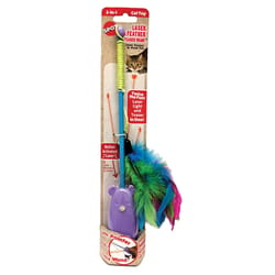 Spot Multicolored Laser & Feather Teaser Wand Pet Toy 1 pk