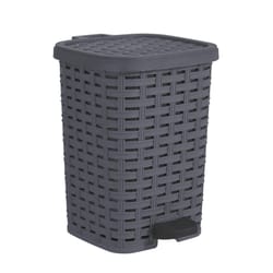 Superio Brand 6 qt Gray Plastic Wicker Step Trash Can