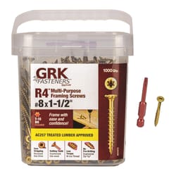 GRK Fasteners R4 No. 8 X 1-1/2 in. L Star Coated W-Cut Multi-Purpose Screws 1000 pk