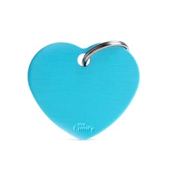 MyFamily Basic Light Blue Heart Aluminum Dog Pet Tags Large