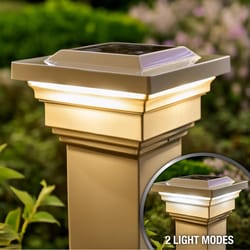 Classy Caps Tan Solar Powered 1 W LED Post Cap Light 1 pk