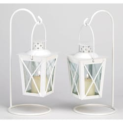 Gallery of Light Railroad Glass/Metal White Lantern