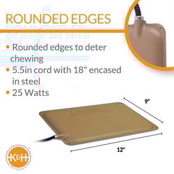 K&H Pet Prodcuts Brown Heated Pet Mat 9 in. W X 12 in. L